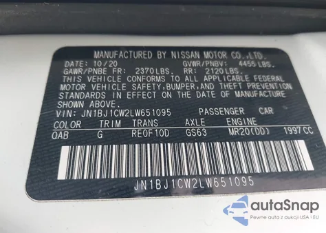 2020 Nissan Rogue Sport Sv Awd Xtronic Cvt из США, поврежденный, VIN JN1BJ1CW2LW651095